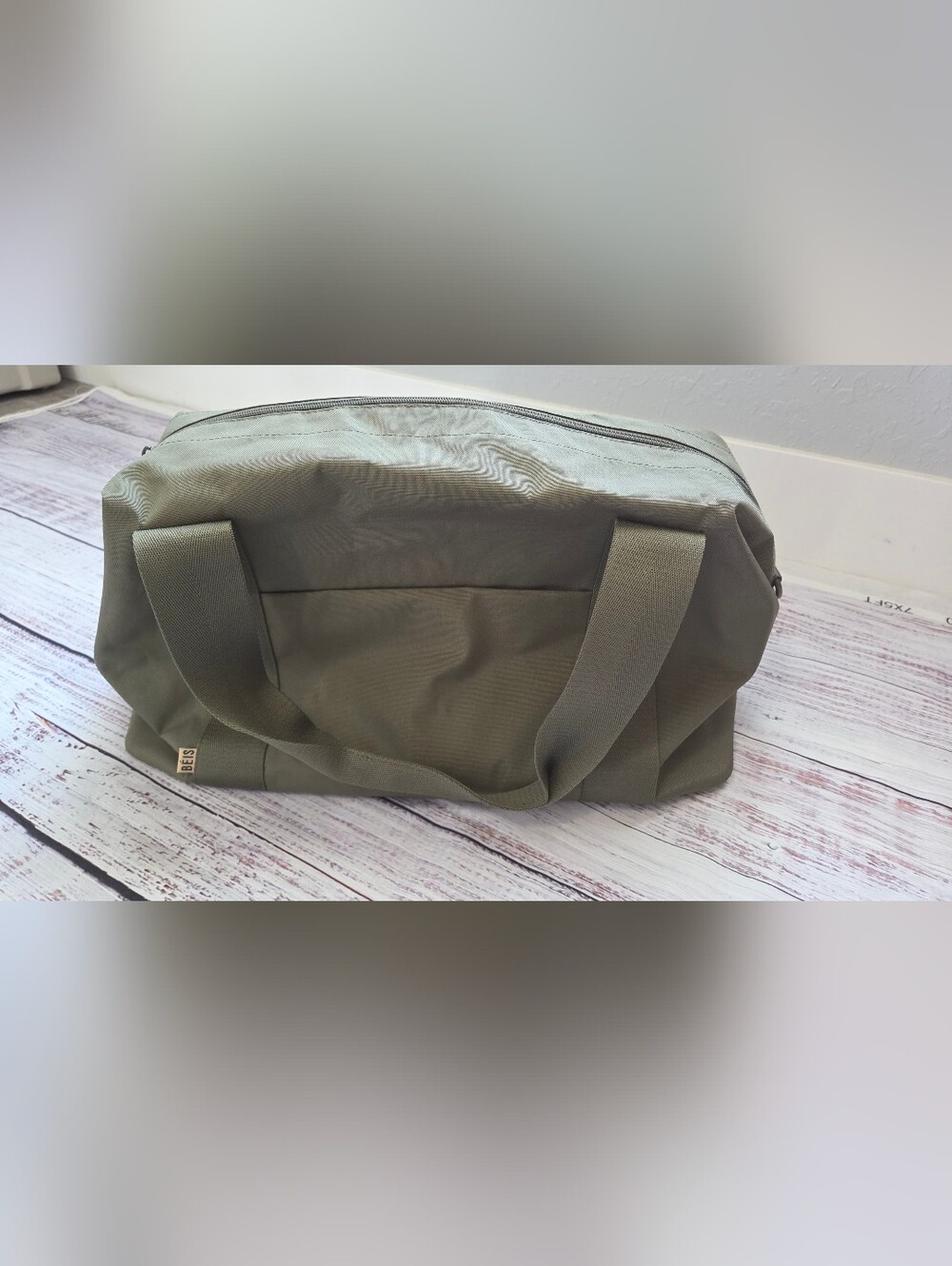Beis The BEISics Duffle In Olive Travel Gym Tote Large Weekender Bag - Picture 8 of 16